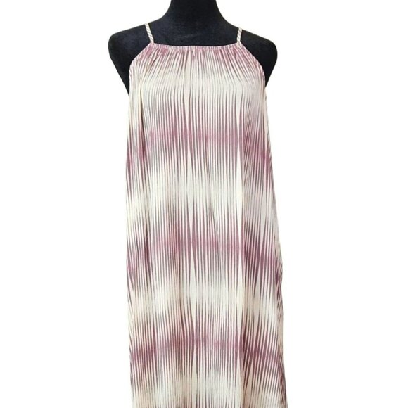 A New Day Womens Striped Rayon Maxi Dress Pockets Sleeveless Size M Casual Beach - Picture 3 of 14